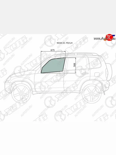 Стекло боковое опускное (Спереди Слева Цвет зеленый) Chevrolet Niva 98-  LADA Niva Travel 21- XYG NIVA-01 FD/LH