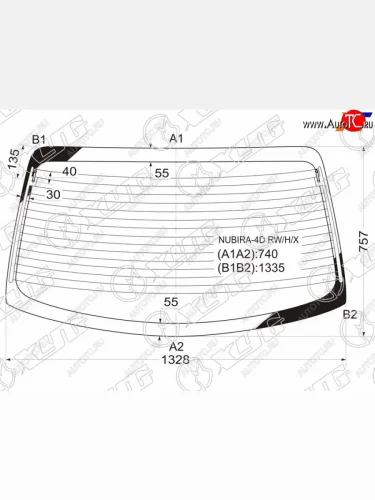 Стекло заднее (Цвет зеленый Обогрев Антенна) Daewoo Lacetti 04-09  Nubira 97-03 XYG NUBIRA-4D RW/H/X