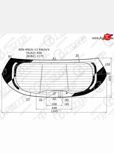 Стекло заднее (Цвет зеленый Обогрев Антенна) Renault Kaptur 16-22 XYG REN-MSUV-13 RW/H/X