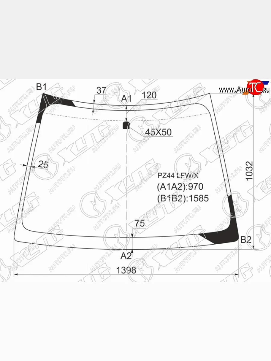 Стекло лобовое XYG Mitsubishi Colt Z30 хэтчбэк 5 дв. дорестайлинг (2002-2009) (зеленое)  с доставкой в г. Керчь