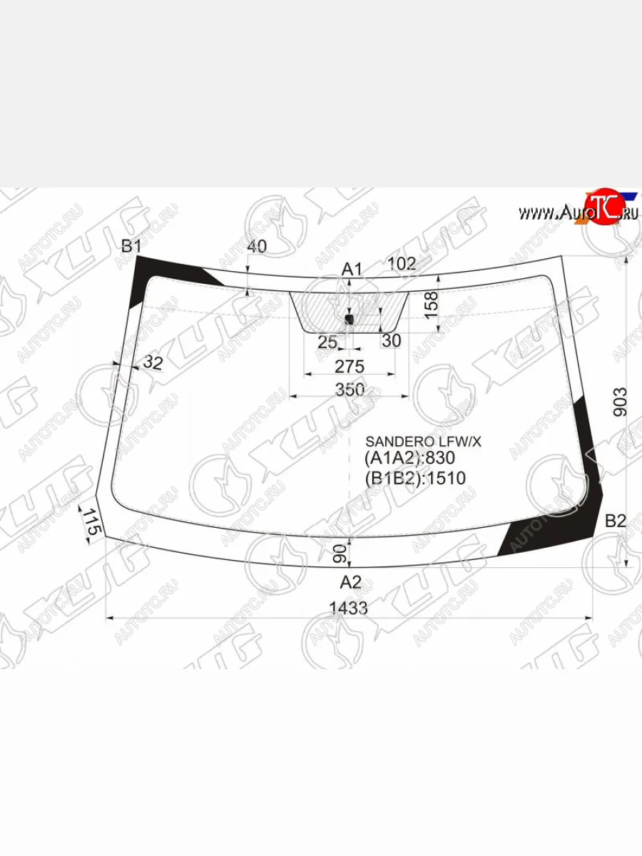 Стекло лобовое Nissan Terrano 14-22  Renault Duster 10-21  Sandero 09-14  Dacia Duster 10-17  Sa XYG SANDERO LFW/X  в Керчи Республика Крым