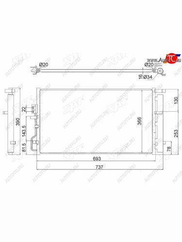 Радиатор кондиционера Hyundai Tucson 15-21  Kia Sportage 15-22 SAT ST-HY15-394-A0