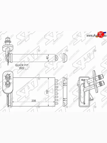Радиатор отопителя салона CADDY 95-03BEETLE 98-04GOLF 83-05AUDI A3 95-03 (трубчатый) SAT ST-VW08-395-0
