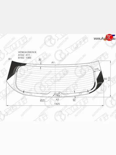 Стекло заднее (Цвет зеленый Обогрев) Hyundai ix20 10-19  Kia Venga 10-17 XYG VENGA RW/H/X