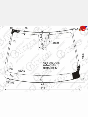 Стекло лобовое (датчик дождя, молдинг) XYG (зеленое) Mercedes-Benz B-Class  W246/T246 (2011-2018) хэтчбэк