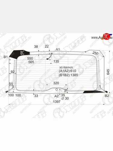 Стекло заднее (Цвет зеленый Обогрев Антенна) BMW X5 99-06 XYG X5 RW/H/X