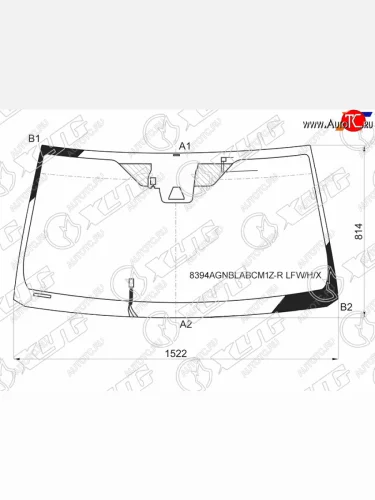 Стекло лобовое (обогрев щеток, антенна, датчик дождя, камера) XYG (зеленое) Toyota Land Cruiser Prado  J150 (2017-2020) 2-ой рестайлинг