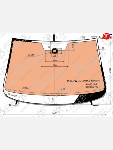 Стекло лобовое (Обогрев полный Датчик дождя Молдинг) Volkswagen Passat 10-15 XYG 8584AGAHMVW35 LFW/W/X