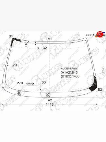 Стекло лобовое Audi 80 86-95 XYG AUDI80 LFW/X