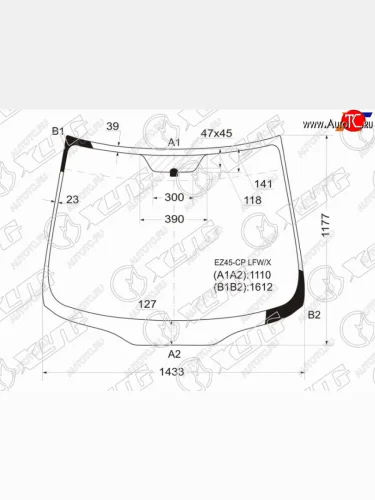Стекло лобовое Mitsubishi Grandis 03-09 XYG EZ45-CP LFW/X