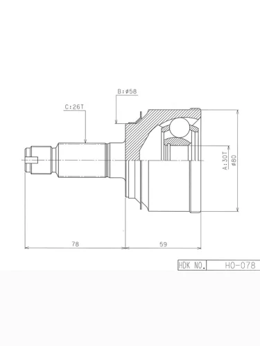 Шрус наружный HONDA CIVIC IX (FK ) 12-CIVIC VIII (FN.FK) 06- HDK HO-078