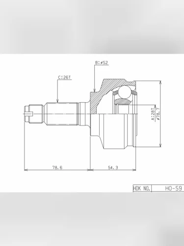 Шрус наружный HONDA FIT L15GD6GD8 03-JAZZ (EU) L12AL13A GD 02-08 HDK HO-059