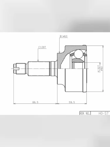 Шрус наружный HONDA ACCORD K20AK24AJ30A CLCM 03-CR-V K20AK24A RD456701-06 HDK HO-057