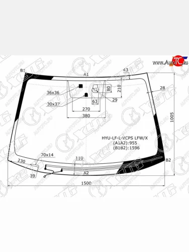 Стекло лобовое (Обогрев щеток Датчик дождя Место под датчик запотевания) Hyundai Sonata 14-19 XYG HYU-LF-L-VCPS LFW/X