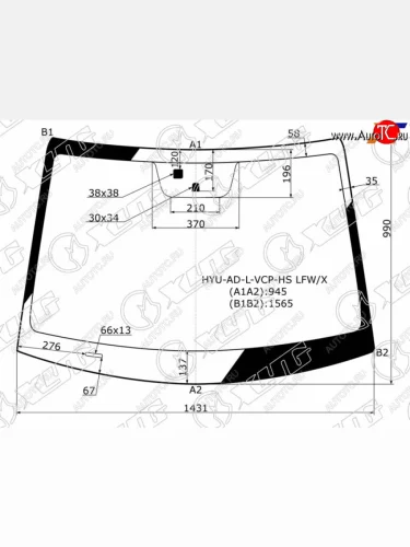 Стекло лобовое (место под датчик запотевания) XYG (зеленое) Hyundai Elantra AD дорестайлинг (2016-2019)
