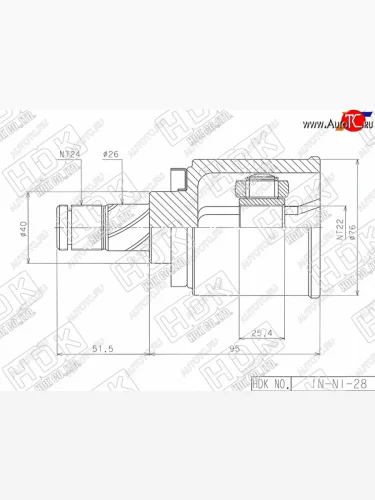 Шрус внутренний NISSAN ALMERA N16 01-03 QG15 HDK IN-NI-28