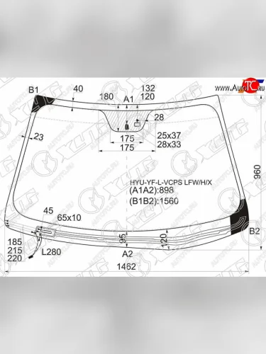 Стекло лобовое (Обогрев щеток Датчик дождя) Hyundai Sonata 09-14 XYG HYU-YF-L-VCPS LFW/H/X