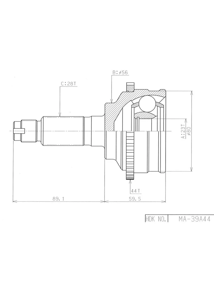 Шрус наружный MAZDA CAPELLA GF8P FP 97- ABS HDK MA-039A44  В Кинешме Ивановской области