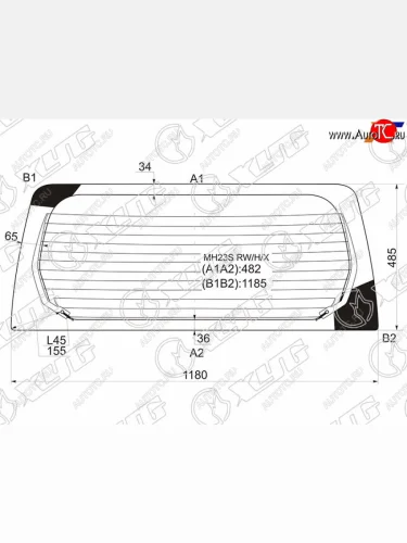 Стекло заднее (Цвет зеленый Обогрев) Mazda AZ-Wagon 05-12  Suzuki Wagon R 08-12 XYG MH23S RW/H/X