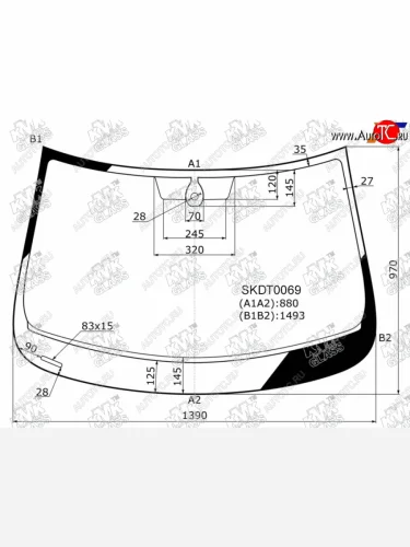 Стекло лобовое (Датчик дождя Круглый датчик дождя) Skoda Rapid 12-20  Volkswagen Polo 20-          KMK SKDT0069