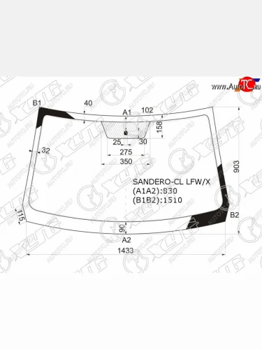 Стекло лобовое Nissan Terrano 14-22  Renault Duster 10-21  Sandero 09-14  Dacia Duster 10-17  Sa XYG SANDERO-CL LFW/X