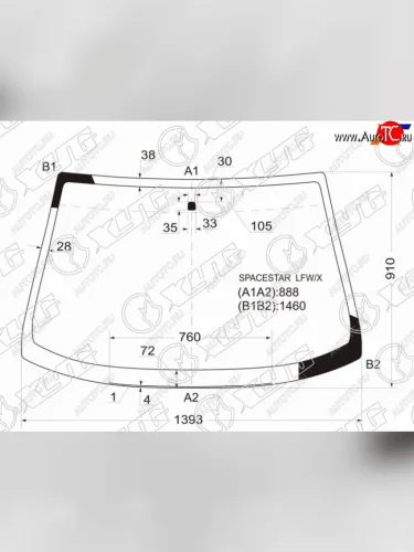 Стекло лобовое Mitsubishi Space Gear 94-07  Space Star 98-05 XYG SPACESTAR LFW/X