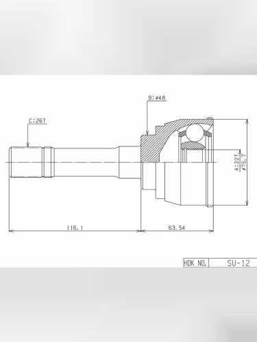 Шрус наружный SUZUKI ESCUDOVITARA G16A 89-95 HDK SU-012