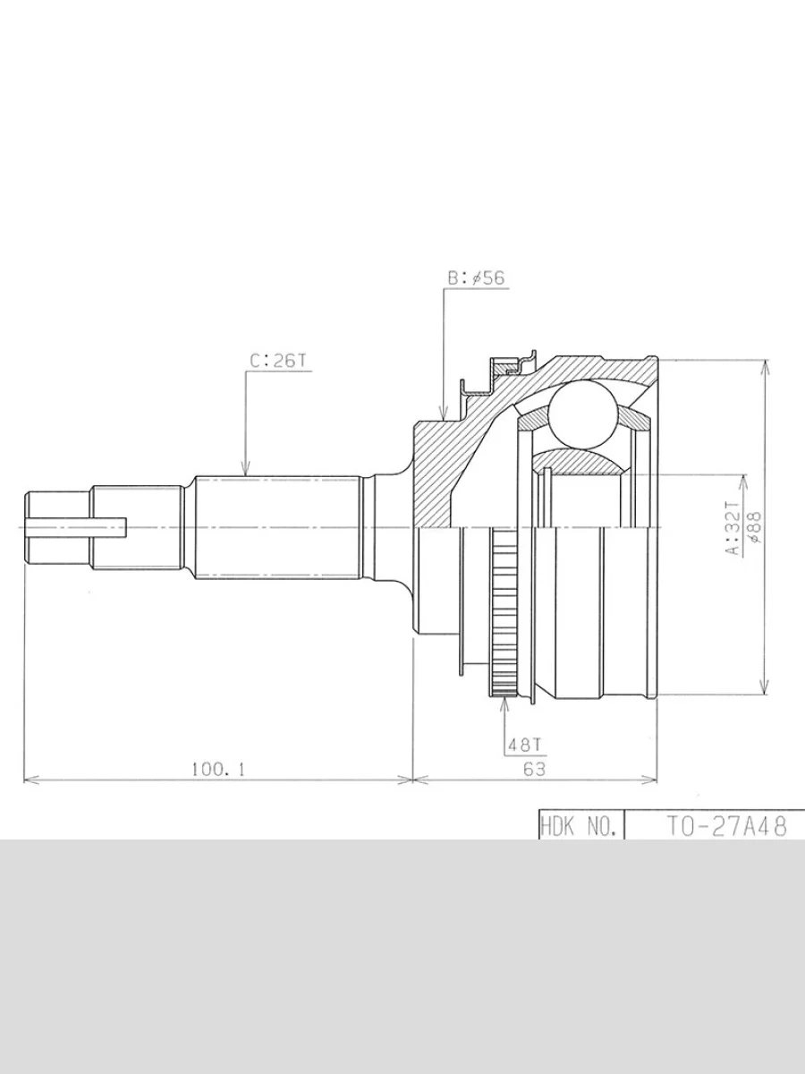 Шрус наружный TOYOTA CAMRY GRACIA SXV20 (Var.GKN) 96-01CAMRYSCEPTER SXV1# 5S 92-96 HDK TO-027A48  В Кинешме Ивановской области