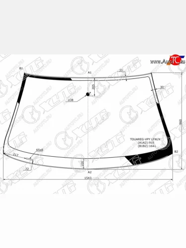 Стекло лобовое (молдинг) XYG (зеленое) Porsche Cayenne 957 (2007-2010)