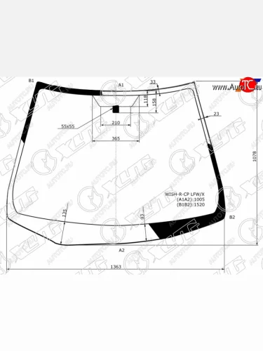 Стекло лобовое TOYOTA WISH 03-09 XYG WISH-R-CP LFW/X