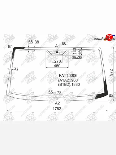 Стекло лобовое PEUGEOT BOXERCITROEN JUMPERFIAT DUCATO 94-06FIAT DUCATO (сб. Россия) 08-           KMK FATT0006