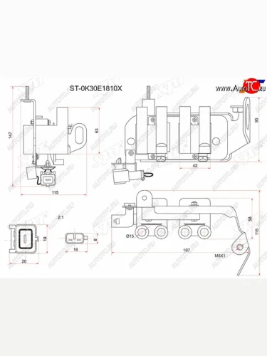 Катушка зажигания KIA RIO 00-05 (модуль) SAT ST-0K30E1810X