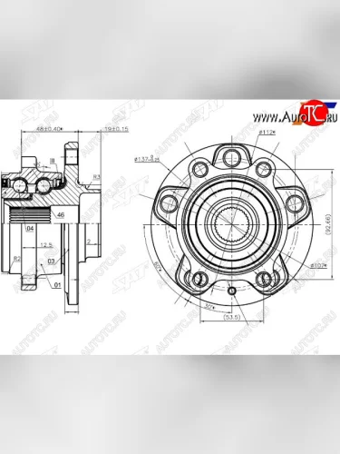 Ступичный узел передзад 4WD AUDI Q3SKODA YETIVW PASSATTIGUAN SAT ST-5K0498621