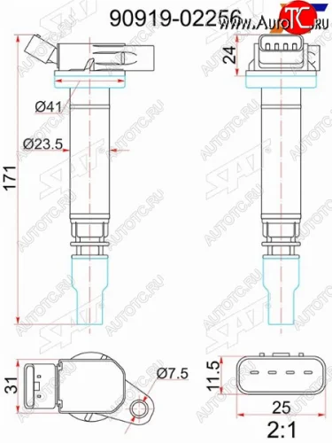 Катушка зажигания TOYOTA 2,3GR#, 3UR# 2ARFXE, 05- SAT ST-90919-02256