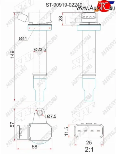 Катушка зажигания TOYOTA 2UZ-FE 02- LX470LCR UZJ100 (8) SAT ST-90919-02249