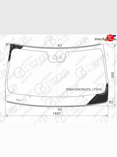 Стекло лобовое (камера, датчик дождя, молдинг, с 2021 года) XYG (зеленое) Mercedes-Benz CLS class C257 (2017-2025)