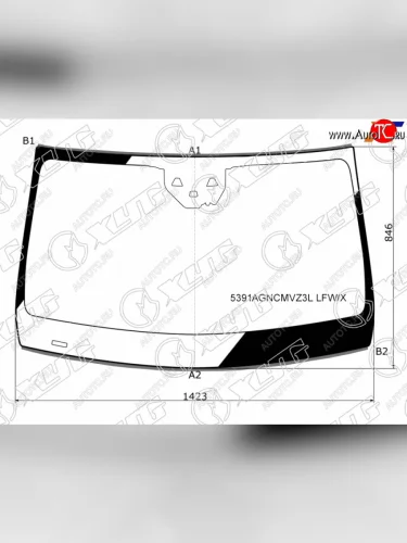 Стекло лобовое (две камеры, датчик дождя, молдинг) XYG (зеленое) Mercedes-Benz GLC class  C253 (2016-2025)