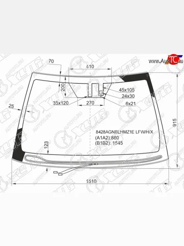 Стекло лобовое (обогрев щеток, датчик дождя, молдинг) (UAE, USA) XYG (зеленое) Toyota Camry XV70 дорестайлинг (2017-2021)