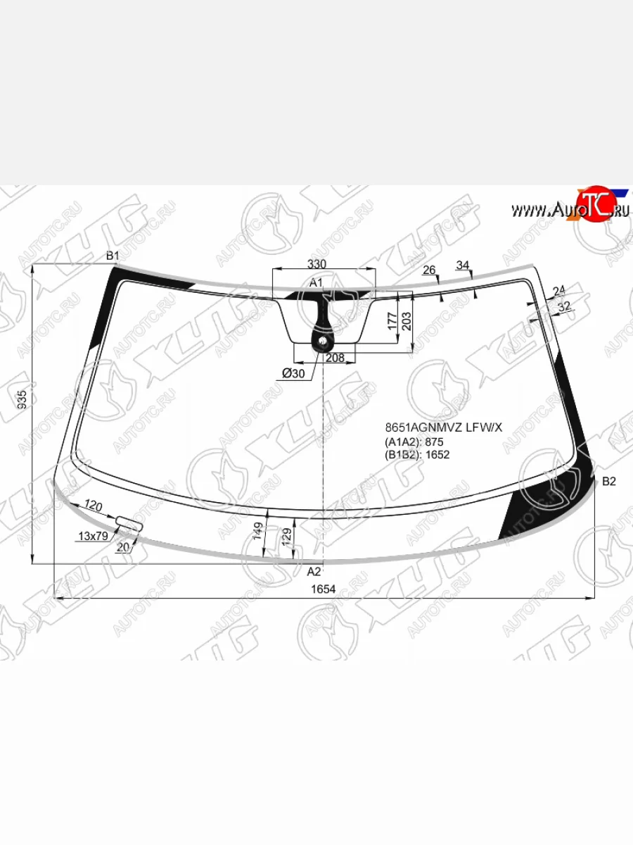 Стекло лобовое (датчик дождя, молдинг) XYG Volkswagen Teramont 1 CA1 дорестайлинг (2016-2020) (зеленое)  в Самаре Самарской области