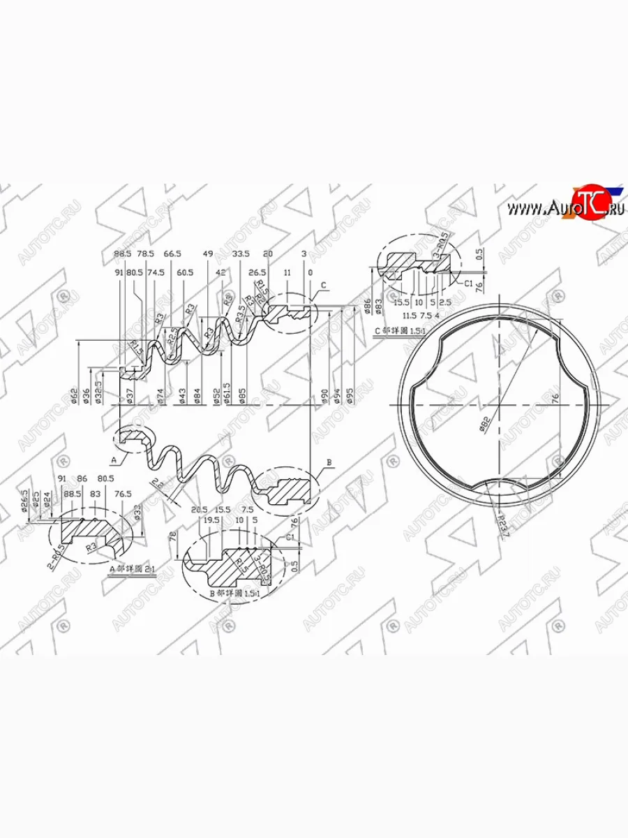 Пыльник шруса внутренний правый NISSAN X-TRAIL T30SERENA C24PRIMERA P12 SAT A-25187  в Керчи Республика Крым