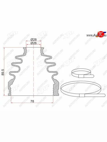 Пыльник шруса внутренний FR LH=RH MMC OUTLANDER XL 05-12  (2 хомута. резина) SAT BKFD-025