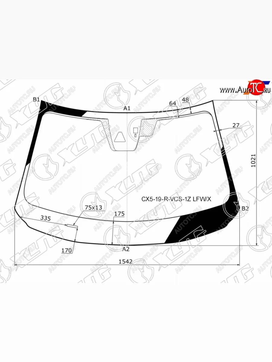 Стекло лобовое (камера, датчик дождя) XYG Mazda CX-5 KF (2016-2025) (зеленое)  с доставкой в г. Пермь