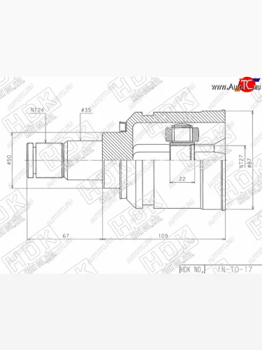 Шрус внутренний LH TOYOTA ACV3#ACV40 NZT260ANE10ACUMCU2030ACM21ACR30AZR65 HDK IN-TO-17