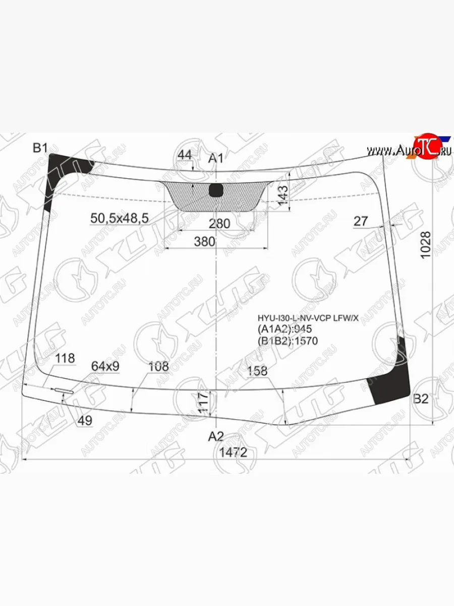 Стекло лобовое (VIN 100мм от края стекла) XYG Hyundai I30 FD универсал дорестайлинг (2007-2010) (зеленое)  в Самаре Самарской области