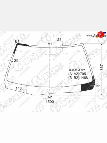 Стекло лобовое (H/T) XYG (зеленое) Toyota Crown  S150 (1995-2001) седан дорестайлинг, седан рестайлинг