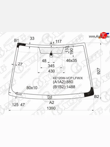 Стекло лобовое Toyota Corolla (E120) 00-07  Corolla Fielder (E120) 00-06  Corolla JPN (E120) 00-07 XYG KE120W-VCP LFW/X