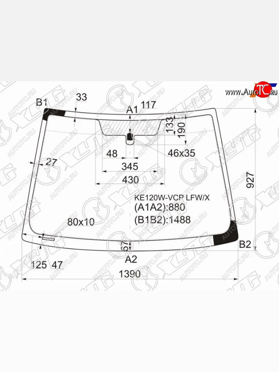 Стекло лобовое Toyota Corolla (E120) 00-07  Corolla Fielder (E120) 00-06  Corolla JPN (E120) 00-07 XYG KE120W-VCP LFW/X  в Керчи Республика Крым