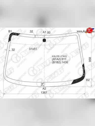 Стекло лобовое Chevrolet Aveo 02-08  Kalos 03-08  Daewoo Kalos 02-08 XYG KALOS LFW/X