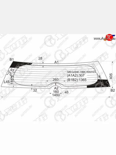 Стекло заднее (Цвет зеленый Обогрев 5D HBK) Renault Megane 02-09 XYG MEGANE-HBK RW/H/X