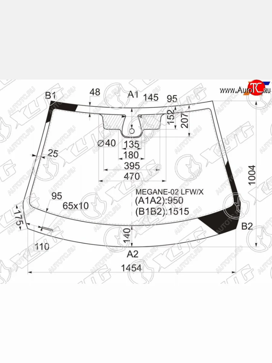 Стекло лобовое (датчик дождя) XYG Renault Megane универсал  дорестайлинг (2002-2006) (зеленое)  в Керчи Республика Крым